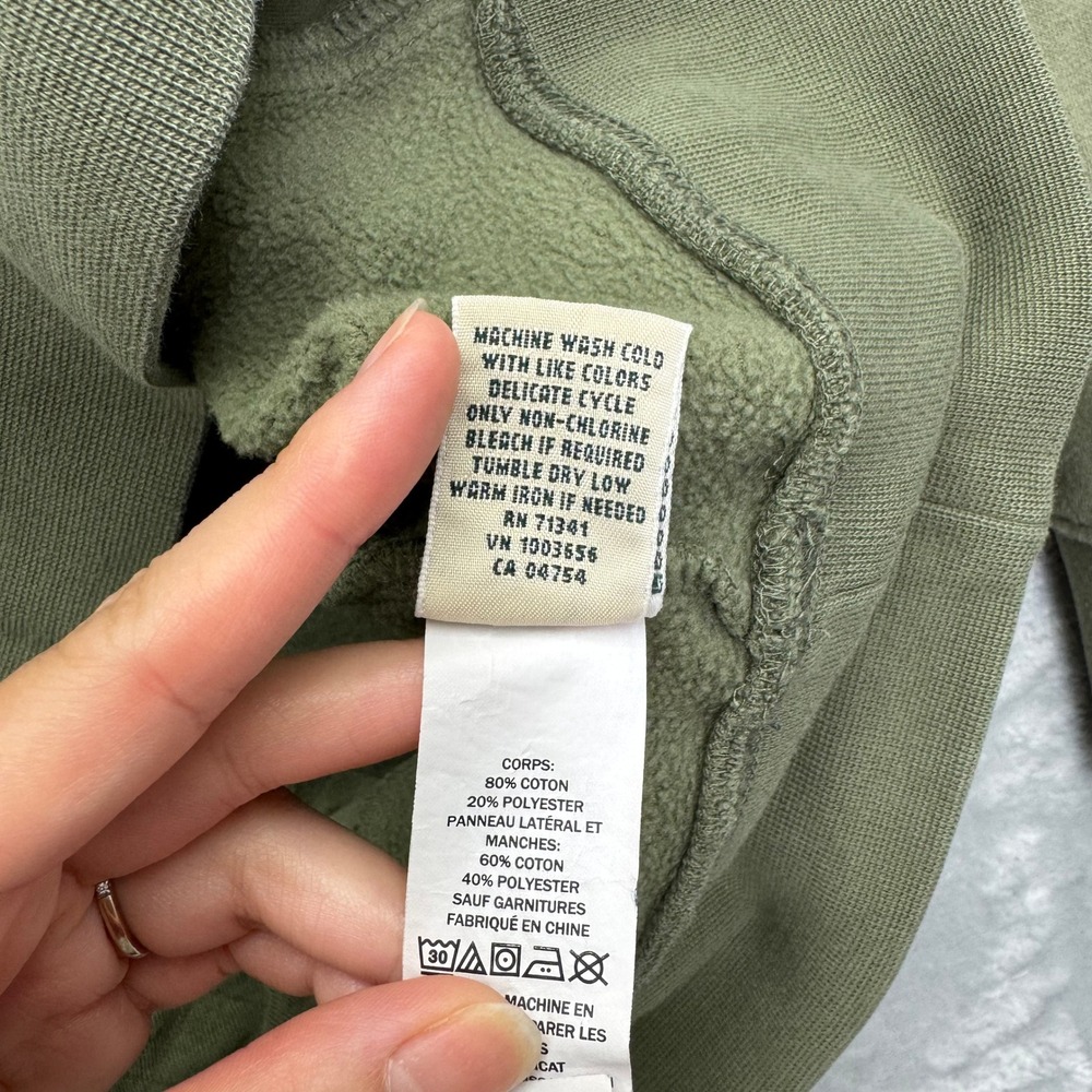 LL Bean Pullover Women Large Green Quilted Quarter Zip Sweatshirt 502745 Outdoor - Picture 10 of 12